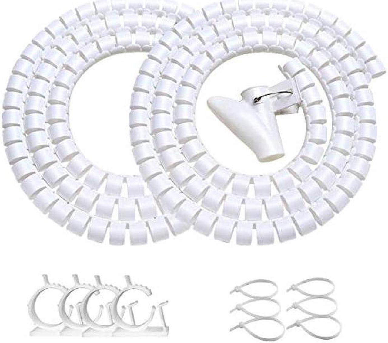 Main image of White Cable Management Zipper Tubes, Power Cord Organizer Protectors for Pets, 2 PCS VIWIEU Cable Bundler with Free Electrical Cable Clips and Zip Ties, Computer Under Desk Wire Holder Solutions