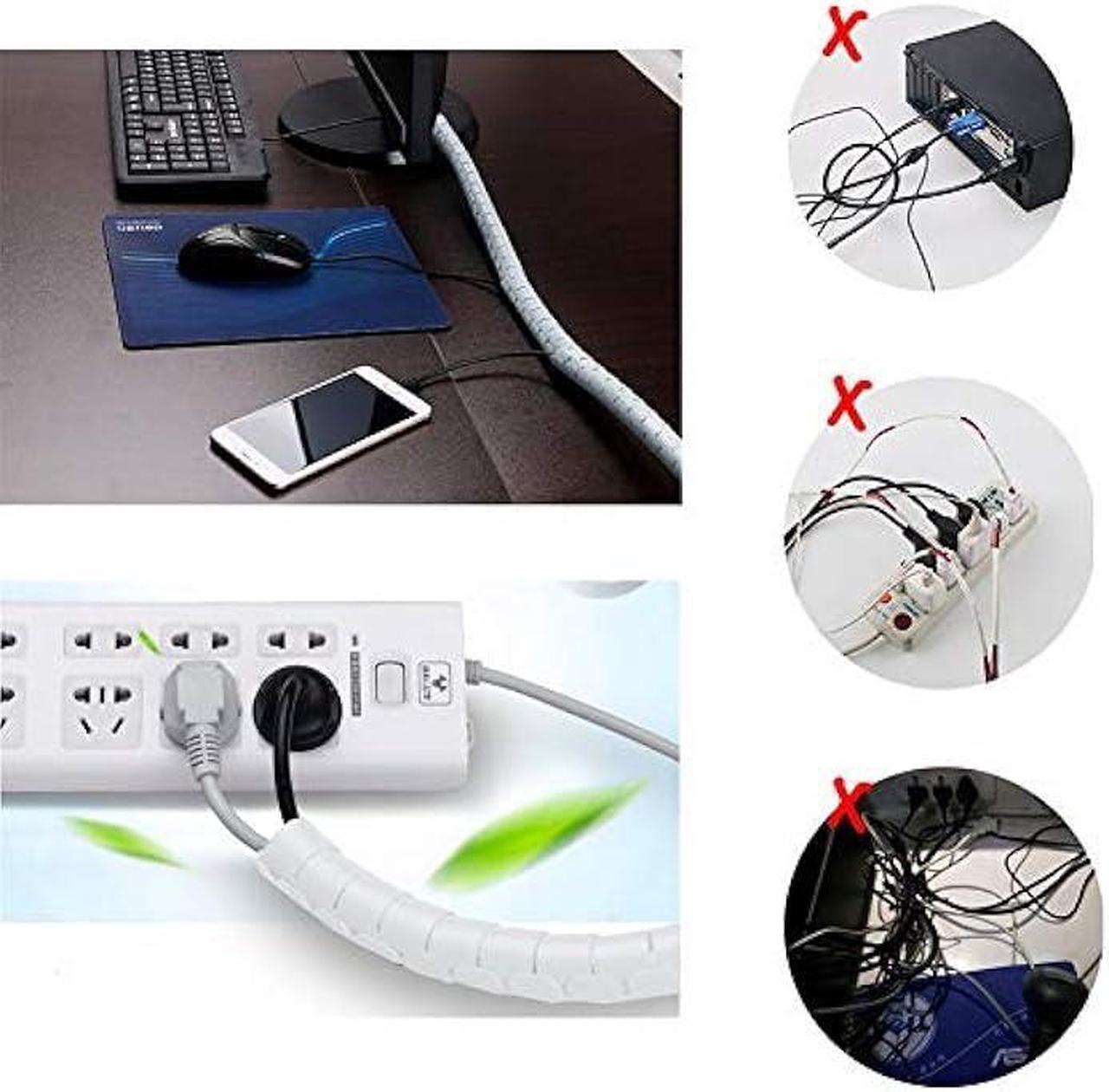 Alt view image 3 of 6 - White Cable Management Zipper Tubes, Power Cord Organizer Protectors for Pets, 2 PCS VIWIEU Cable Bundler with Free Electrical Cable Clips and Zip Ties, Computer Under Desk Wire Holder Solutions