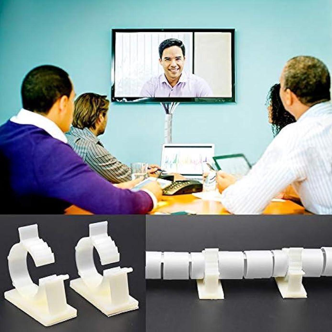 Alt view image 4 of 6 - White Cable Management Zipper Tubes, Power Cord Organizer Protectors for Pets, 2 PCS VIWIEU Cable Bundler with Free Electrical Cable Clips and Zip Ties, Computer Under Desk Wire Holder Solutions