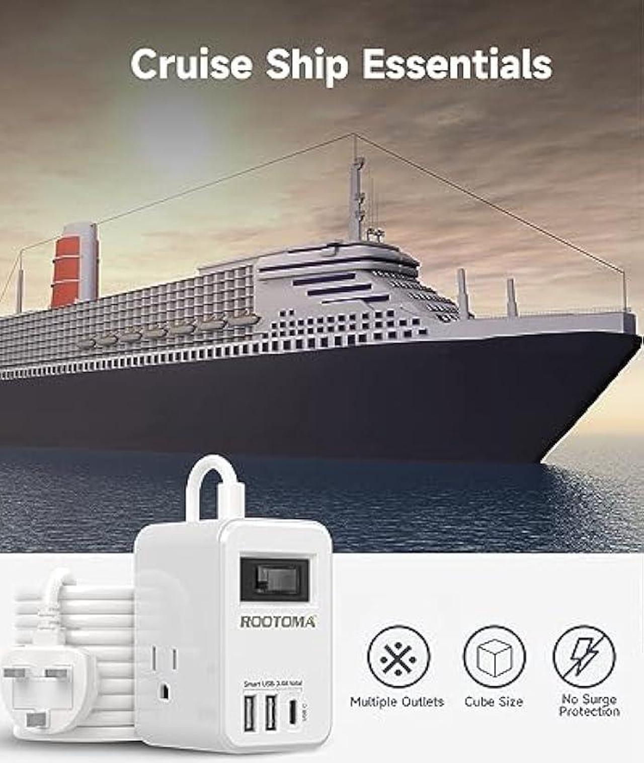 Alt view image 6 of 6 - UK Ireland Scotland Travel Plug Adapter, US to UK Plug Adapter with 3 Outlets 3 USB Ports (1 USB C Port), Type G Travel Adapter for USA to British England Scotland Irish London, Cube, White