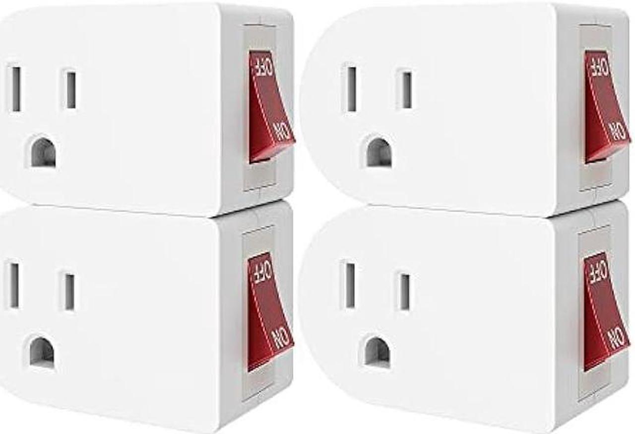 Main image of Oviitech 4 Pack Grounded Outlet Wall Tap Adapter with On/Off Power SwitchSingle Outlet with Switch in White