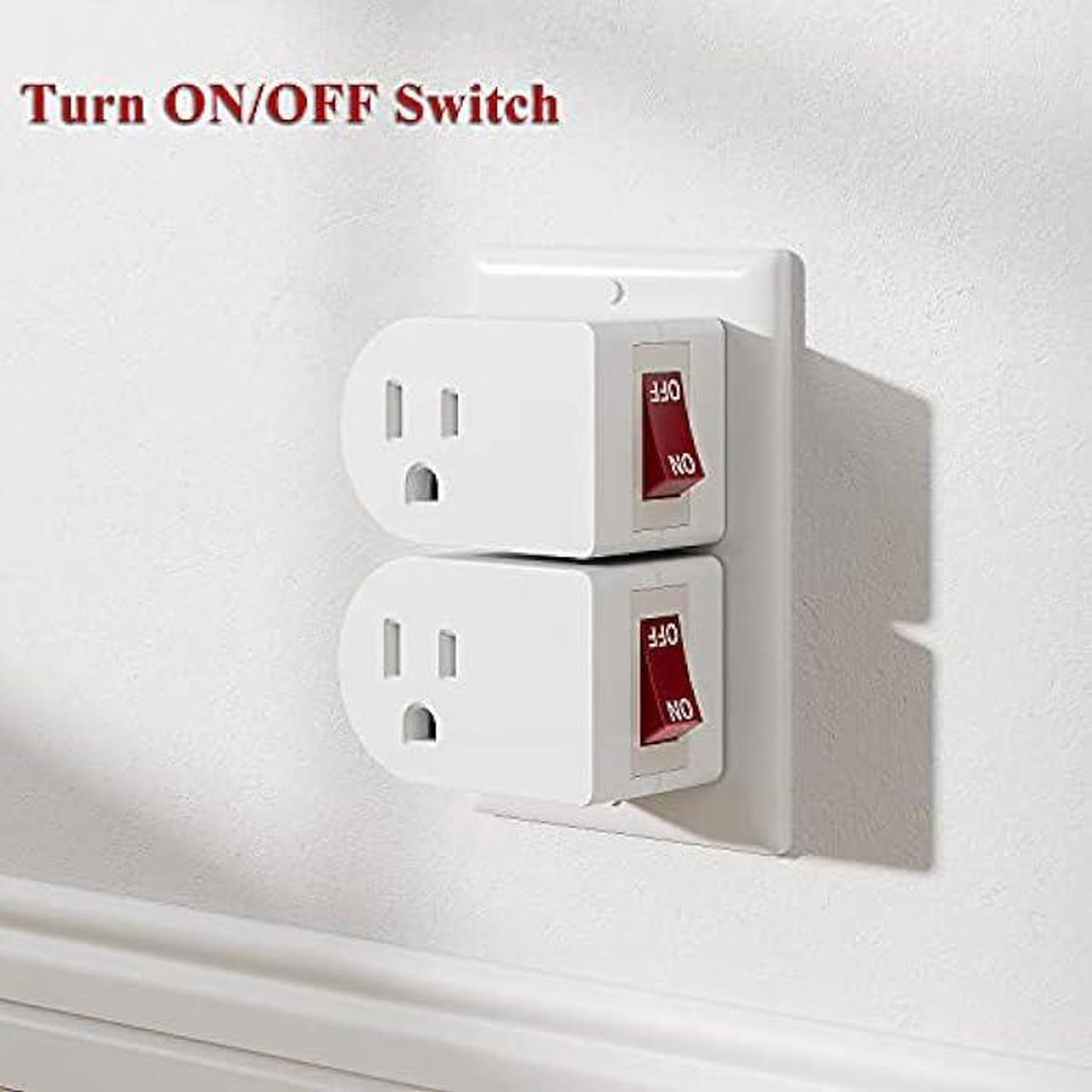 Alt view image 6 of 7 - Oviitech 4 Pack Grounded Outlet Wall Tap Adapter with On/Off Power SwitchSingle Outlet with Switch in White