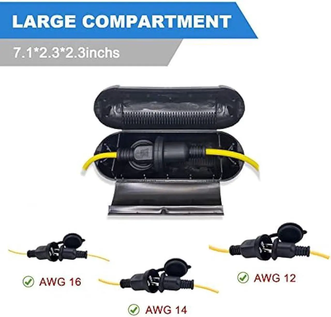 Alt view image 4 of 7 - Yaoledly 50FT Construction String Lights with Outdoor Extension Cord Safety Cover, 50W 5 Bulbs Work Lights, IP65 Waterproof, 4000LM 6500K Temporary Lighting for Workshop, Mine cave, Job Site