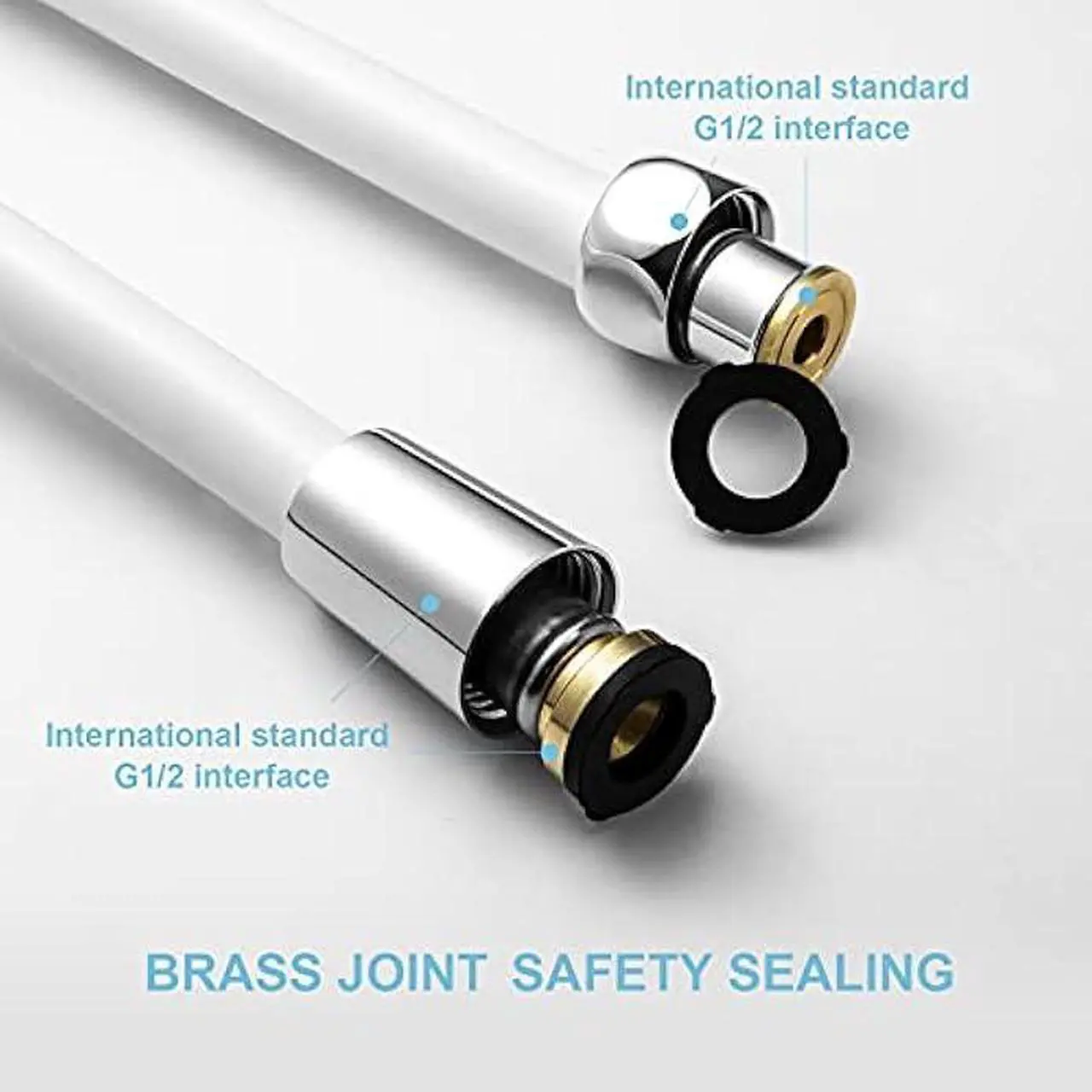 Alt view image 3 of 7 - OFFO Shower Hose, 138 Inches Premium RV PVC Handheld Shower Head Hose Flex Hoses Extension with Brass Insert and Nut for Bathing Toilet Cleaning Pet Bathing Smooth White