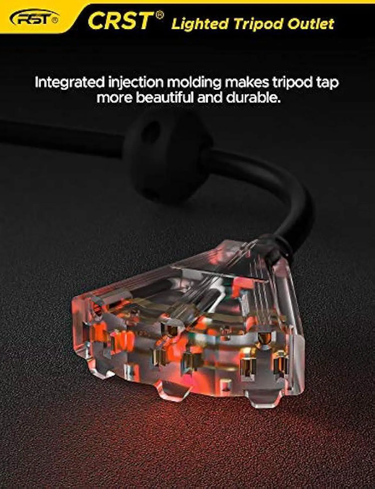 Alt view image 6 of 6 - CRST Retractable Extension Cord, 55FT Extension Cord Reel for Garage Workshop with 14AWG/13A/SJTOW, UL Listed, Retractable Lighted Triple Tap Limited of 1625W, with Reset Button and Adjustable Stopper
