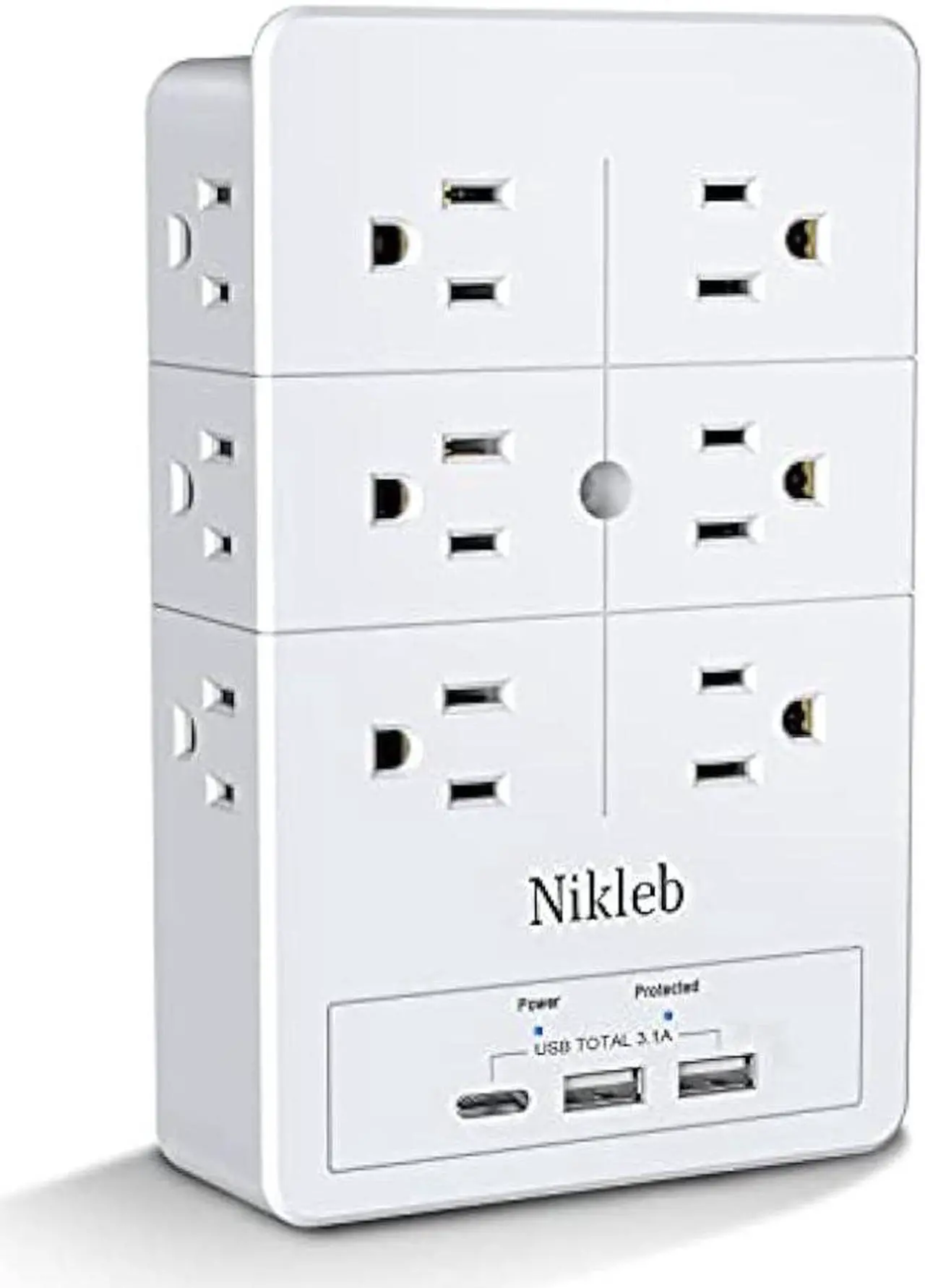 Main image of Outlet Extender Surge Protector Nikleb, Multi Plug Outlet with USB Ports Total 3.1A, USB Wall Charger Multiports with C Adapter, USB&Outlet Splitter Heavy Duty, Wall Plug Extender for Gaming Stuff