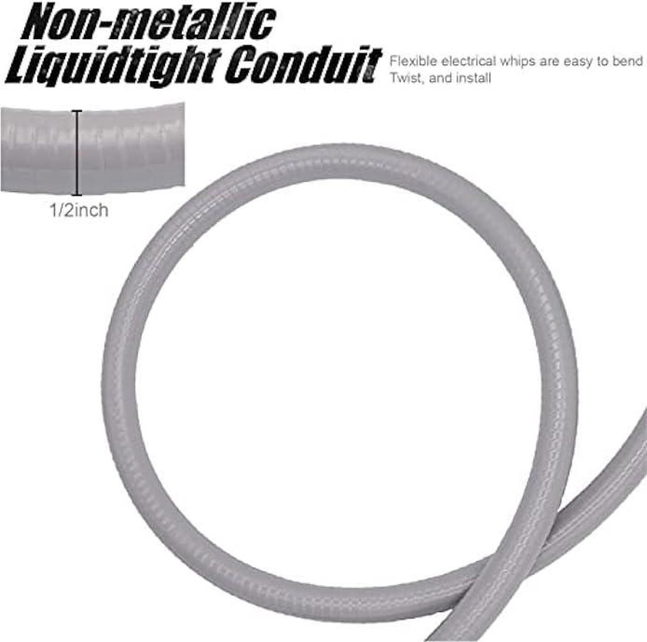 Alt view image 4 of 6 - 4FT 1/2-Inch Electrical AC Whip Kit,Nonmetallic Liquid Tight Flexible Electrical Conduit,6FT of Connecting Wires 3-Conductor 10-Gauge Wires with Straight/90 Degree Fittings