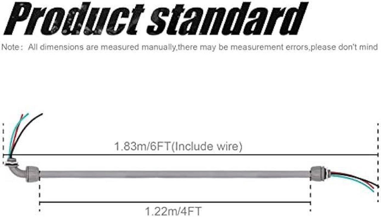 Alt view image 6 of 6 - 4FT 1/2-Inch Electrical AC Whip Kit,Nonmetallic Liquid Tight Flexible Electrical Conduit,6FT of Connecting Wires 3-Conductor 10-Gauge Wires with Straight/90 Degree Fittings