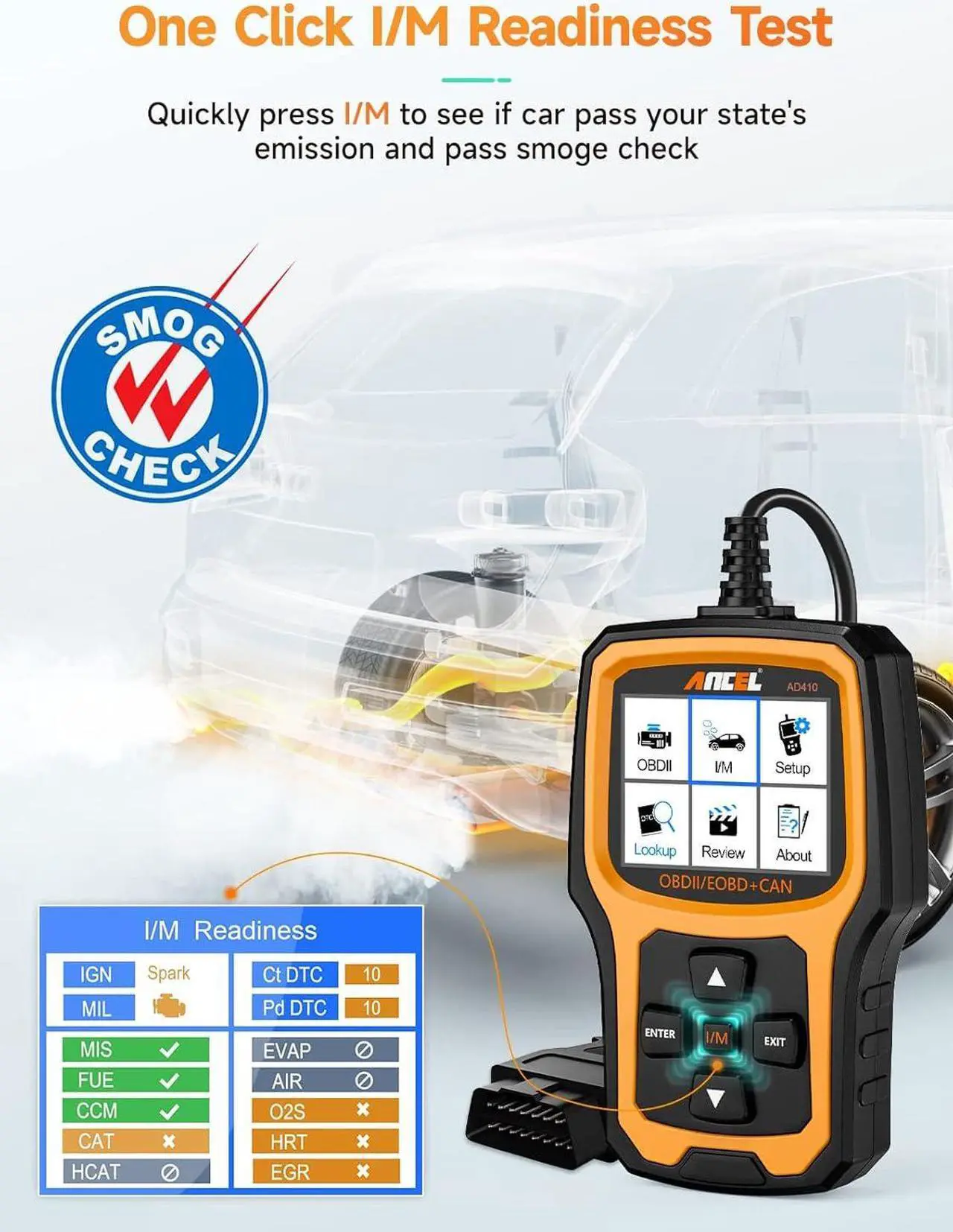 Alt view image 4 of 7 - ANCEL AD410 Enhanced OBD2 Scanner Vehicle Code Reader Check Engine Light Fault Reader Diagnostic Scan Tool Automotive OBD II Scanner Auto Code Scanner for All OBDII Car After 1996 (Black/Yellow)