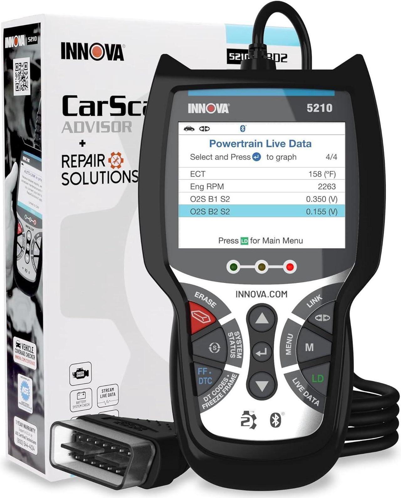 Main image of INNOVA 5210 - Newest 2022 OBD2 Scanner Diagnostic Tool - Read/Erase ABS Codes, Live Data, Battery/Charging System Test, iOS and Android