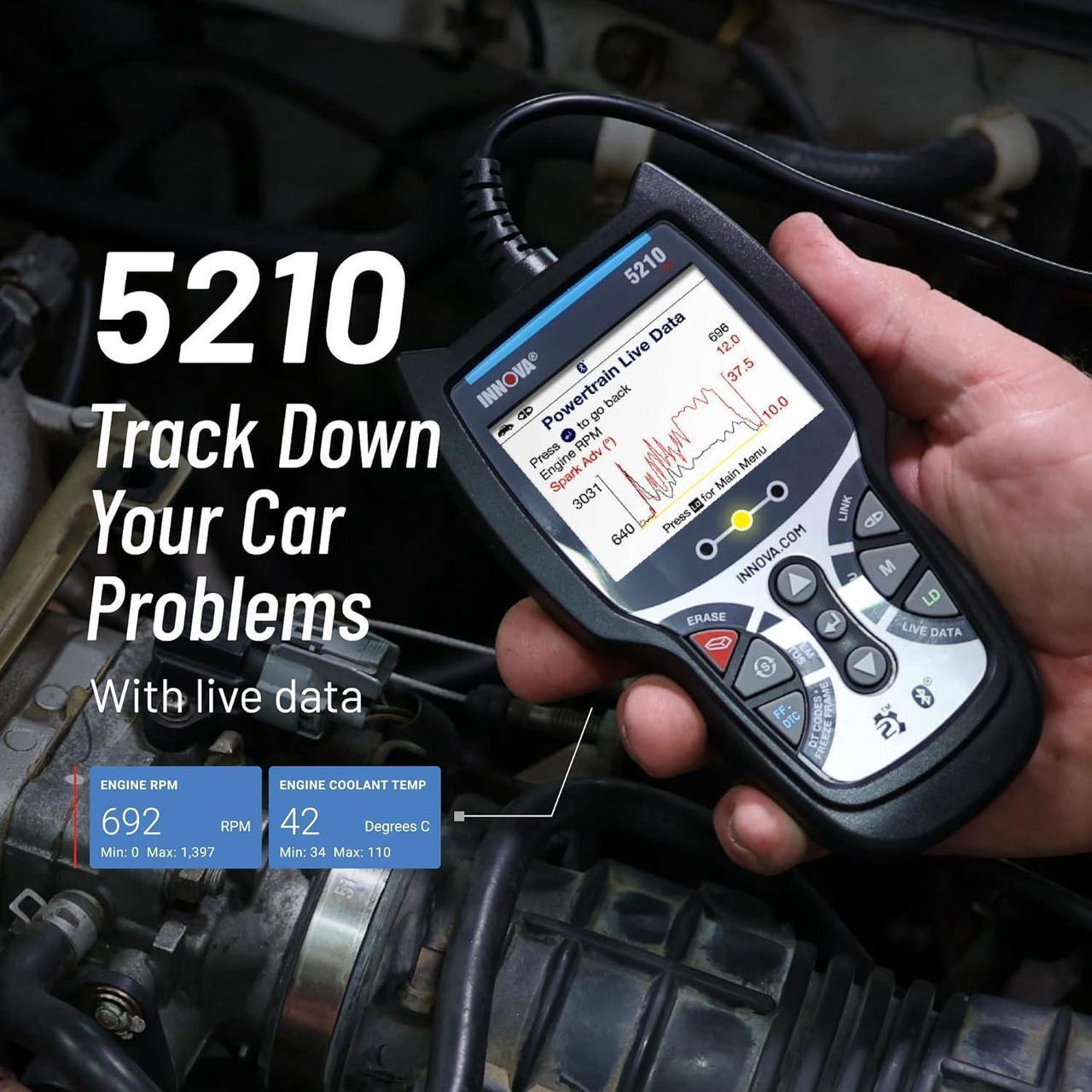 Alt view image 2 of 6 - INNOVA 5210 - Newest 2022 OBD2 Scanner Diagnostic Tool - Read/Erase ABS Codes, Live Data, Battery/Charging System Test, iOS and Android