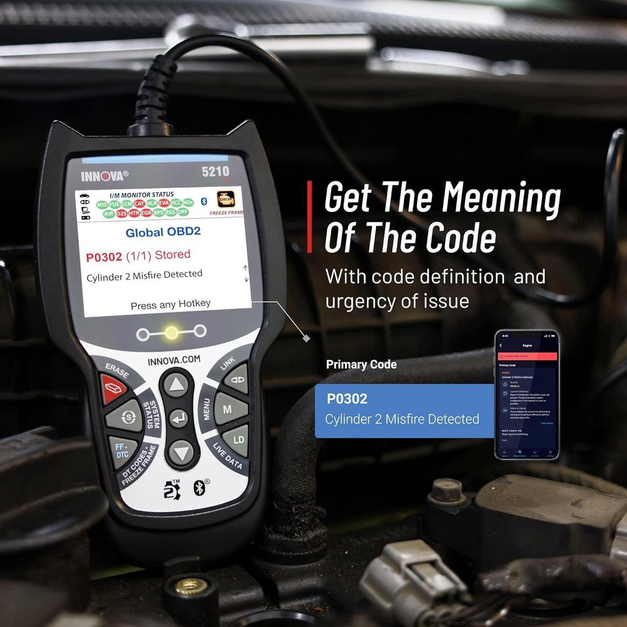 Alt view image 4 of 6 - INNOVA 5210 - Newest 2022 OBD2 Scanner Diagnostic Tool - Read/Erase ABS Codes, Live Data, Battery/Charging System Test, iOS and Android