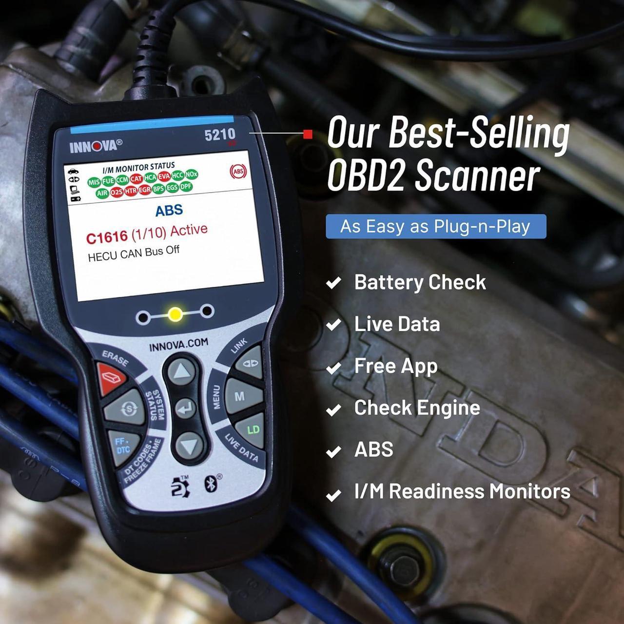 Alt view image 5 of 6 - INNOVA 5210 - Newest 2022 OBD2 Scanner Diagnostic Tool - Read/Erase ABS Codes, Live Data, Battery/Charging System Test, iOS and Android