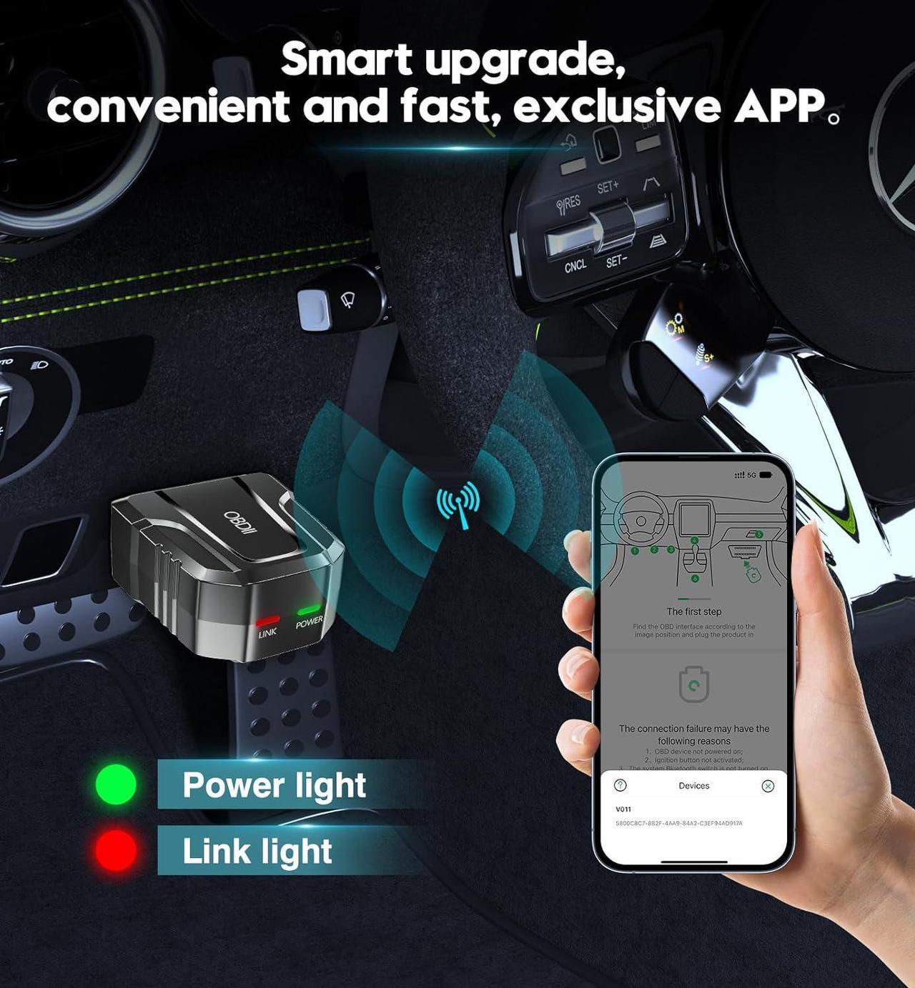 Alt view image 4 of 6 - OBD2 Scanner Reader Bluetooth Wireless Auto Diagnostic Scan Tool for iOS & Android for Performance Test Bluetooth 5.4 Car Check Engine Car Code Reader, Clear Error Code Live Data Reset Exclusive APP