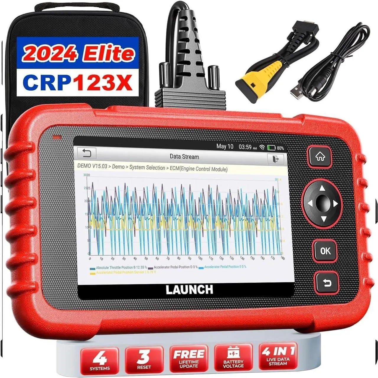Main image of LAUNCH OBD2 Scanner CRP123X Elite Car Scanner,2024 Lifetime Free Online Update Diagnostic Scan Tool with SAS/Throttle Reset,ABS SRS Transmission Car Check Engine Code Reader,Auto VIN,Battery Test