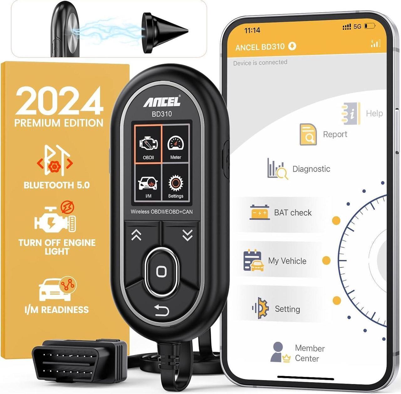 Main image of ANCEL BD310 OBD2 Scanner Diagnostic Tool - 3 in 1 OBD2 Scanner Bluetooth - App Based OBDII Scan Tool for Android & iPhone - Check Engine Light Code Reader - Wired, Bluetooth, and Heads-up Display
