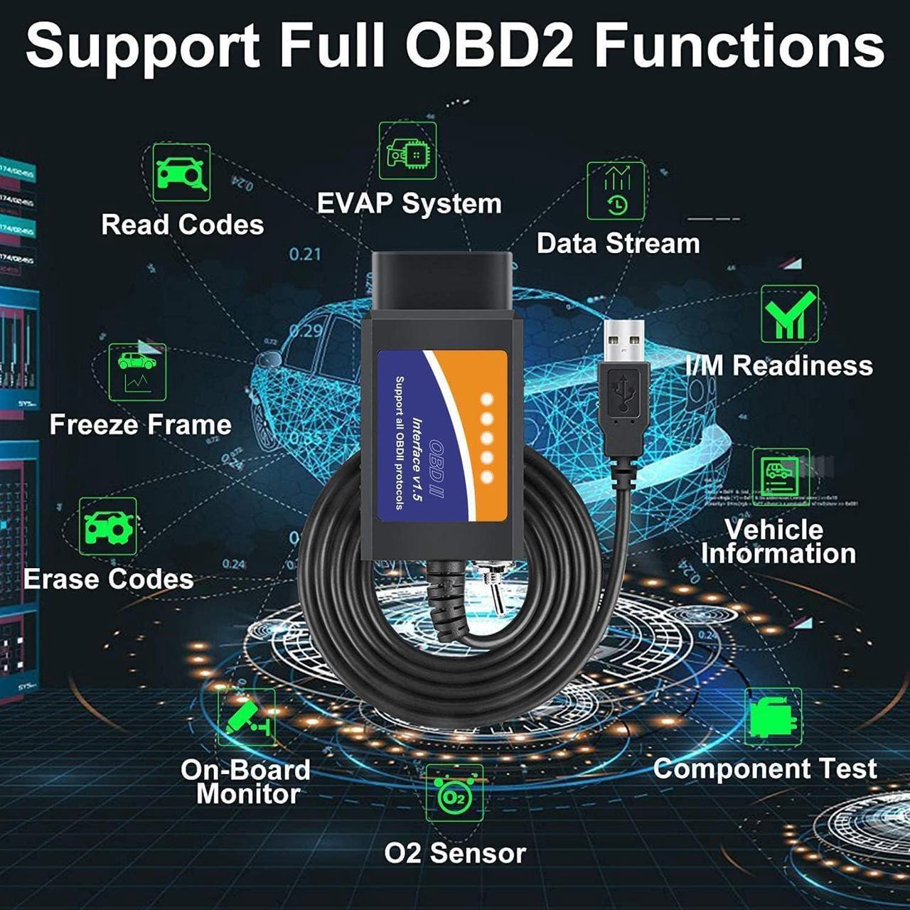 Alt view image 4 of 7 - FORS-can ELM327 OBD2 USB Adapter for Windows, ELMconfig Scanner Diagnostic Coding Tool with MS-CAN/HS-CAN Switch for Ford Lincoln Mazda Mercury Series Vehicles