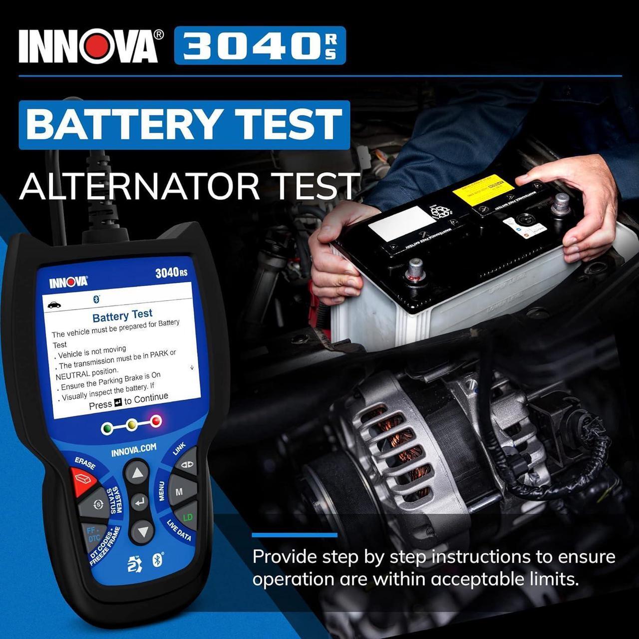 Alt view image 4 of 7 - INNOVA 3040RS, OBD2 Scanner, Live Data Streamer, Battery/Alt Tester, Reset Check Engine Light/Brake Light/Oil Light, Free Mechanic Recommended Fix & Parts & Est Repair Cost, Lifetime Free Update
