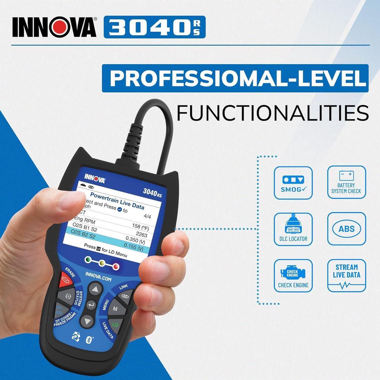 Alt view image 5 of 7 - INNOVA 3040RS, OBD2 Scanner, Live Data Streamer, Battery/Alt Tester, Reset Check Engine Light/Brake Light/Oil Light, Free Mechanic Recommended Fix & Parts & Est Repair Cost, Lifetime Free Update