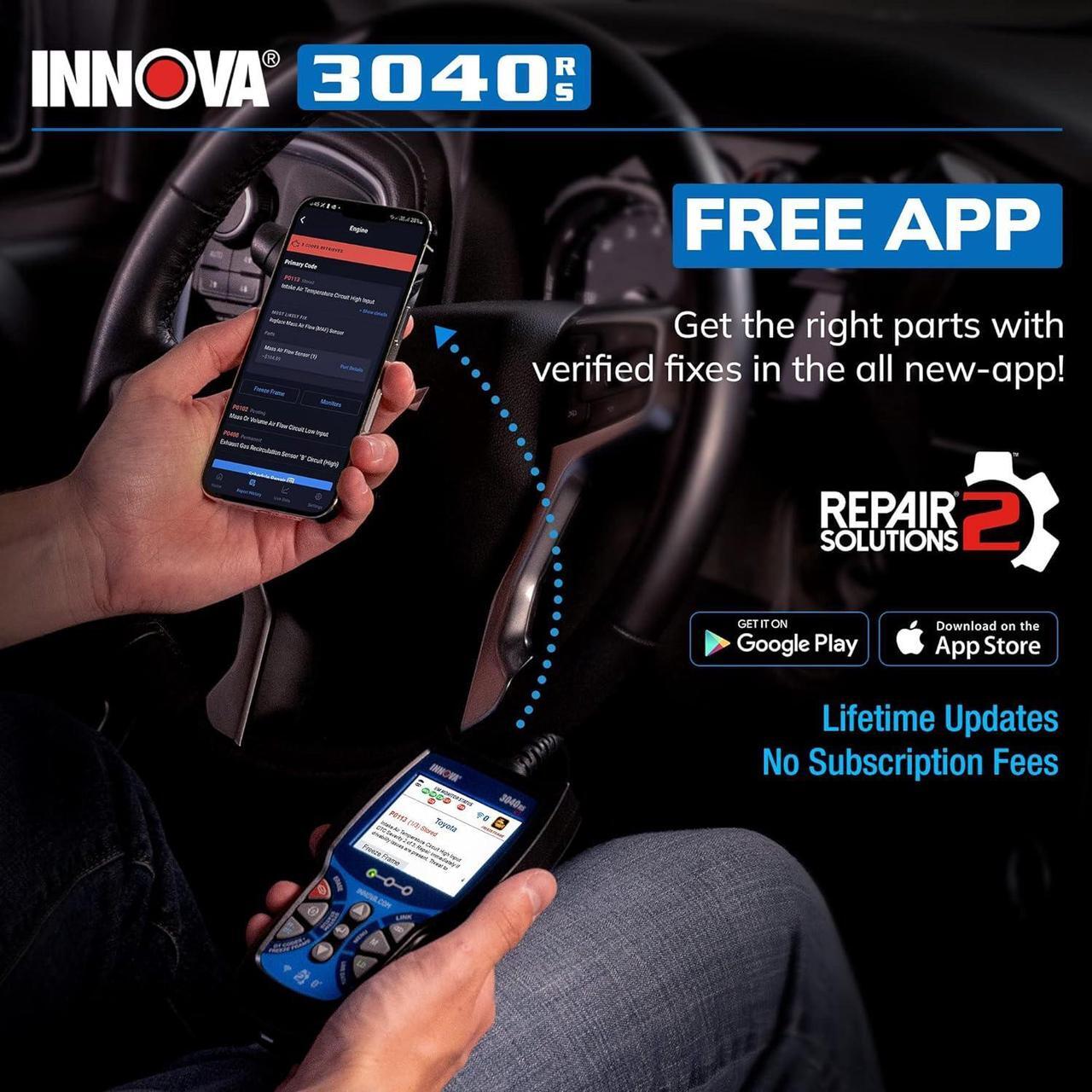 Alt view image 7 of 7 - INNOVA 3040RS, OBD2 Scanner, Live Data Streamer, Battery/Alt Tester, Reset Check Engine Light/Brake Light/Oil Light, Free Mechanic Recommended Fix & Parts & Est Repair Cost, Lifetime Free Update