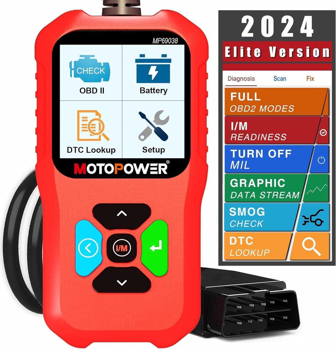 Main image of MOTOPOWER MP69038 Car OBD2 Scanner Code Reader Engine Fault Code Reader Scanner CAN Diagnostic Scan Tool - Elite Edition
