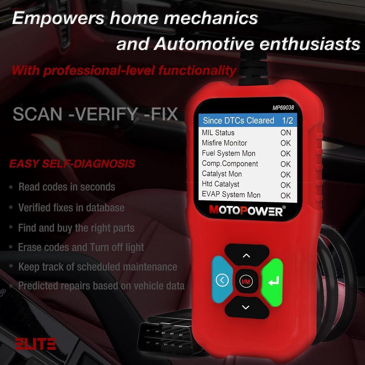 Alt view image 4 of 7 - MOTOPOWER MP69038 Car OBD2 Scanner Code Reader Engine Fault Code Reader Scanner CAN Diagnostic Scan Tool - Elite Edition