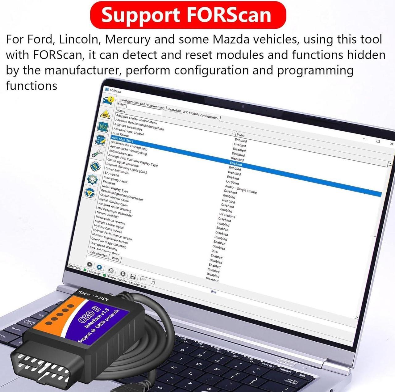 Alt view image 2 of 6 - ELM327 OBD2 USB Adapter OBD2 to USB Cable Reader Scanner Diagnostic Scan Tool OBDii Scanner Code Reader OBD to USB Adapter ELM 327 Scanner Interface for Forscan Ford Chevy GM Toyota for Laptop PC