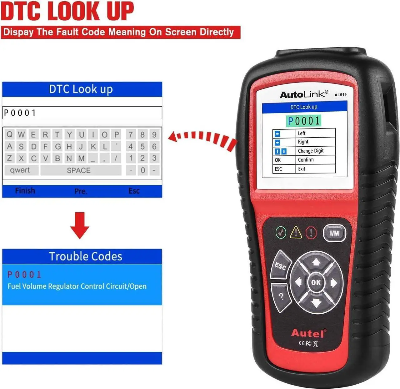 Alt view image 4 of 7 - Autel AutoLink AL519 Car OBD2 Scanner, Classic Enhanced Mode 6 Engine Fault Code Reader OBDII CAN Diagnostic Scan Tool, One-Click Smog Check, DTC Lookup, Upgraded of AL319, Lifetime Free Update