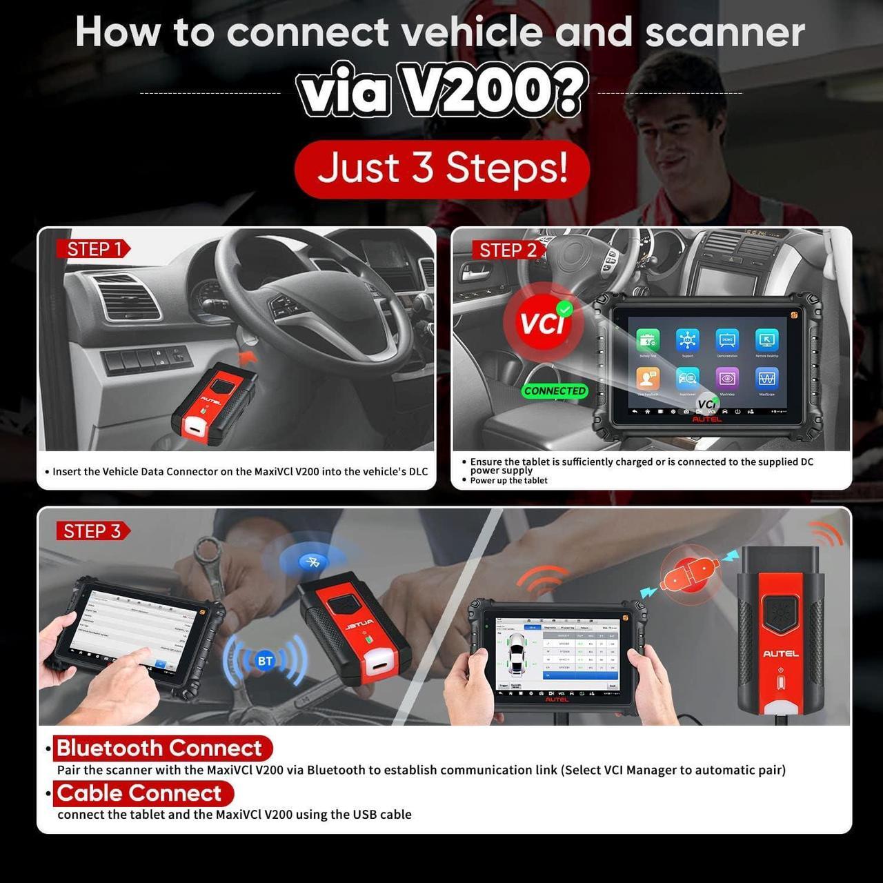 Alt view image 4 of 7 - Autel MaxiVCI V200 VCI200 Wireless Dongle, 2024 VCI 200 OBD2 Connector Adapter Car Communication Interface, Work w/MaxiSys MS906 PRO MS906 PRO-TS, KM100(X) BT608 BT609 ITS600, MK906 PRO MK906 PRO-TS