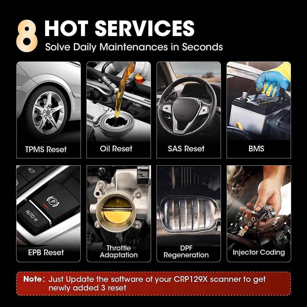 Alt view image 2 of 7 - LAUNCH CRP129X Elite 2024 New OBD2 Scanner for Car, FCA AutoAuth, 8 Reset Oil/EPB/SAS/TPMS/BMS/Throttle/DPF Reset/Injector Coding, Scan Tool for ABS/SRS/at/Engine, Lifetime Free Update, Auto VIN