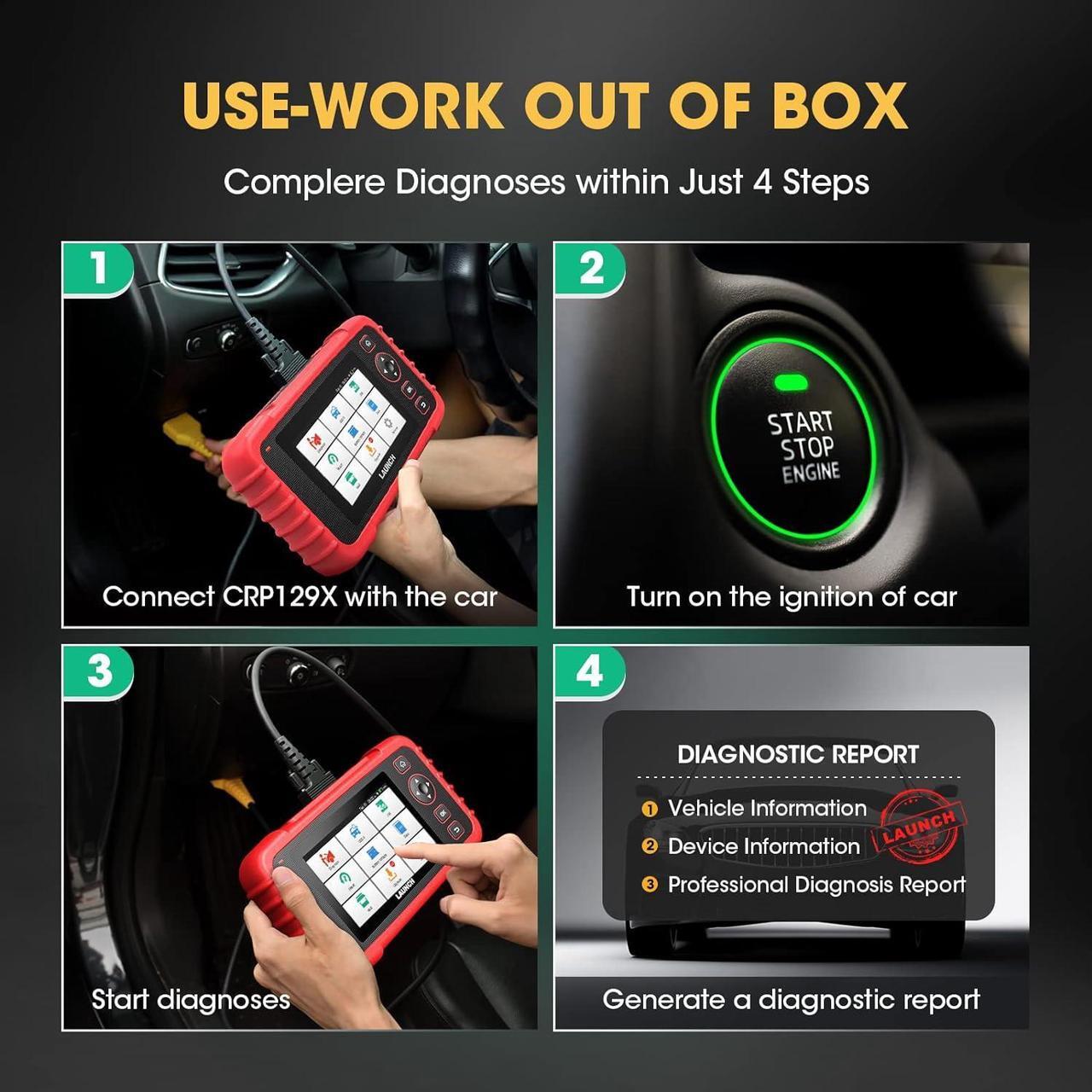 Alt view image 6 of 7 - LAUNCH CRP129X Elite 2024 New OBD2 Scanner for Car, FCA AutoAuth, 8 Reset Oil/EPB/SAS/TPMS/BMS/Throttle/DPF Reset/Injector Coding, Scan Tool for ABS/SRS/at/Engine, Lifetime Free Update, Auto VIN