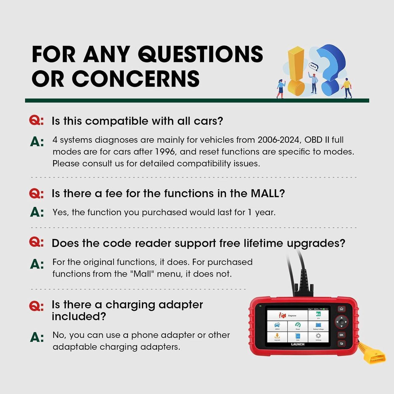 Alt view image 7 of 7 - LAUNCH CRP129X Elite 2024 New OBD2 Scanner for Car, FCA AutoAuth, 8 Reset Oil/EPB/SAS/TPMS/BMS/Throttle/DPF Reset/Injector Coding, Scan Tool for ABS/SRS/at/Engine, Lifetime Free Update, Auto VIN