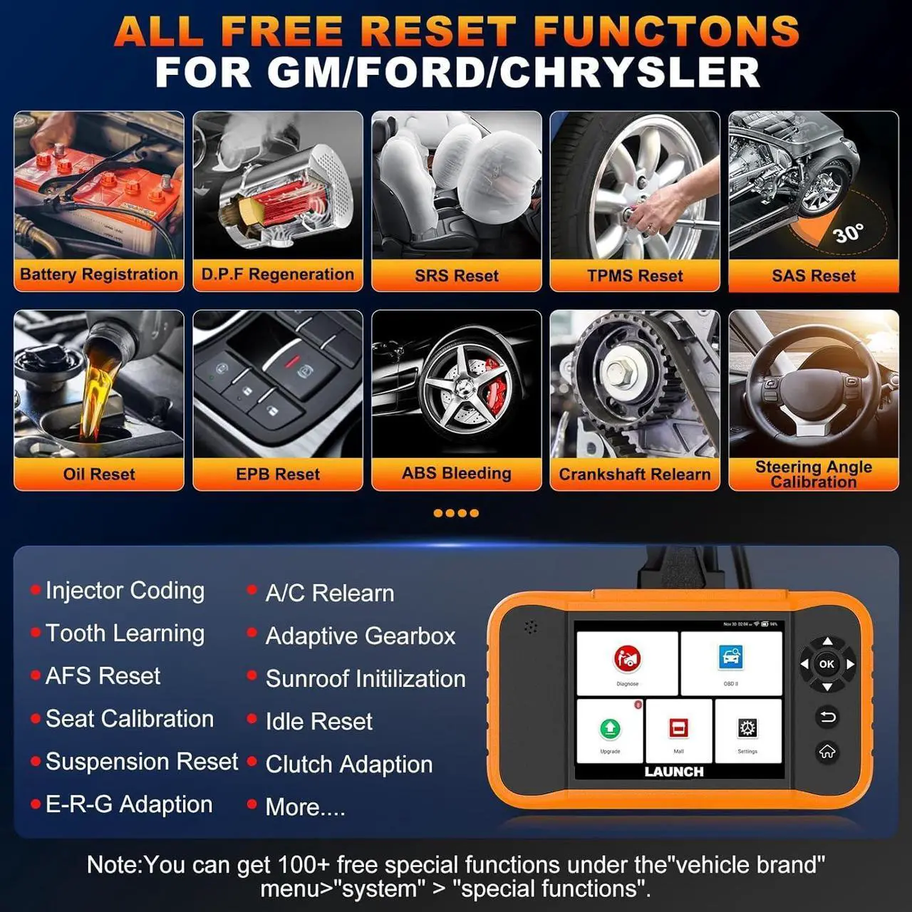 Alt view image 2 of 7 - LAUNCH X431 Creader Elite 2.0 FGC OBD2 Scanner, Bi-Directional Scan Scanner for Ford, GM, Chrysler, All Fr ee Reset Full System Diagnostic Scanner, AUTOVIN, Online Feedback, Lifetime Free Update