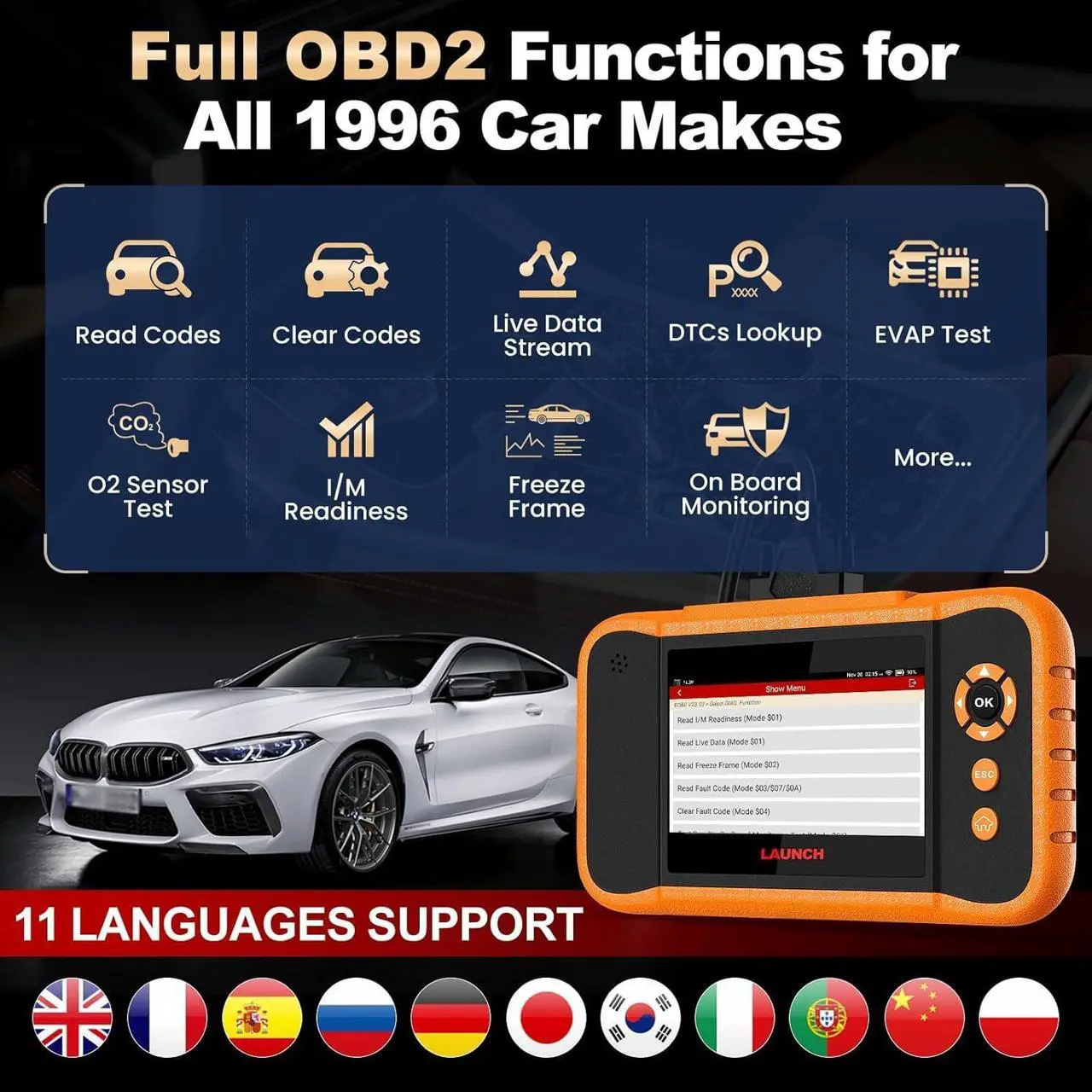 Alt view image 4 of 7 - LAUNCH X431 Creader Elite 2.0 FGC OBD2 Scanner, Bi-Directional Scan Scanner for Ford, GM, Chrysler, All Fr ee Reset Full System Diagnostic Scanner, AUTOVIN, Online Feedback, Lifetime Free Update
