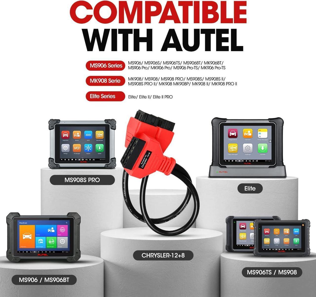 Alt view image 4 of 7 - Autel Original OBD2 Adapter for Chrysler 12+8 Programming Cable Connector, Bypass Gateway Protocol Cable, Work on MaxiCOM MK808SMK808BT PRO MX900 MaxiSys MS906 PRO MS906 PRO-TS MS919 MS909 Ultra