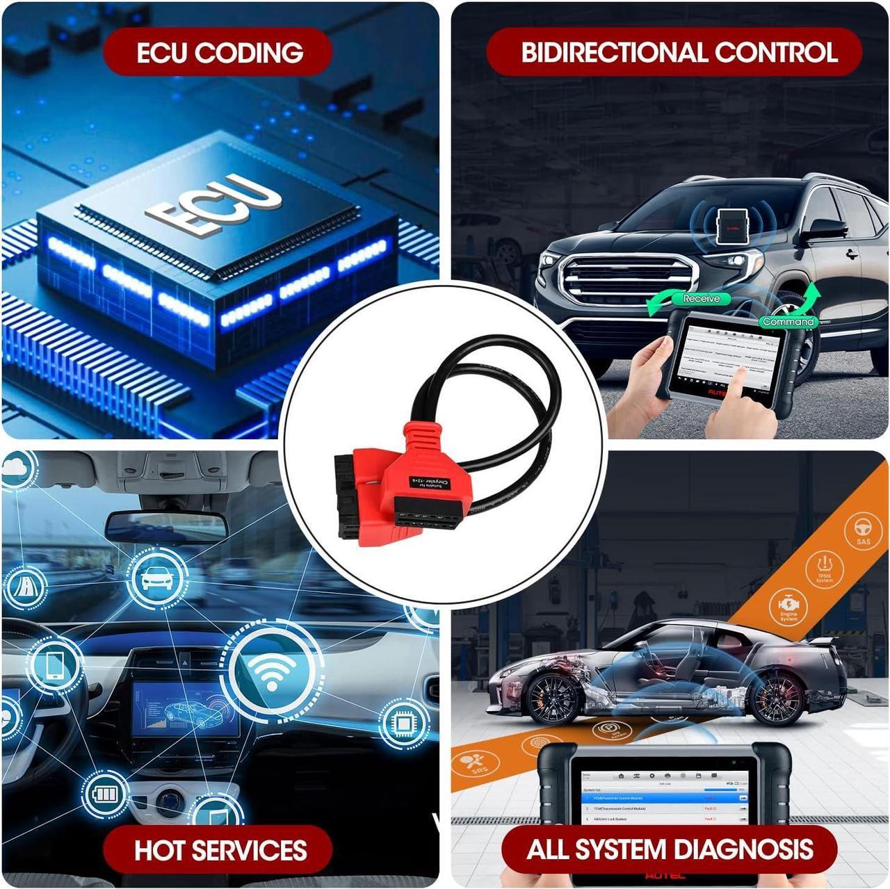 Alt view image 6 of 7 - Autel Original OBD2 Adapter for Chrysler 12+8 Programming Cable Connector, Bypass Gateway Protocol Cable, Work on MaxiCOM MK808SMK808BT PRO MX900 MaxiSys MS906 PRO MS906 PRO-TS MS919 MS909 Ultra