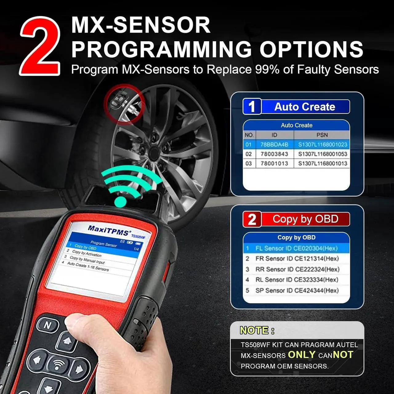 Alt view image 3 of 7 - Autel MaxiTPMS TS508WF WiFi TPMS Relearn Tool, 2024 Updated Ver. of TS508/TS601, Program MX-Sersors 315/433MHz, Relearn/Activate All Sensors, Read/Clear DTCs, TPMS Reset, Support Lifetime Update