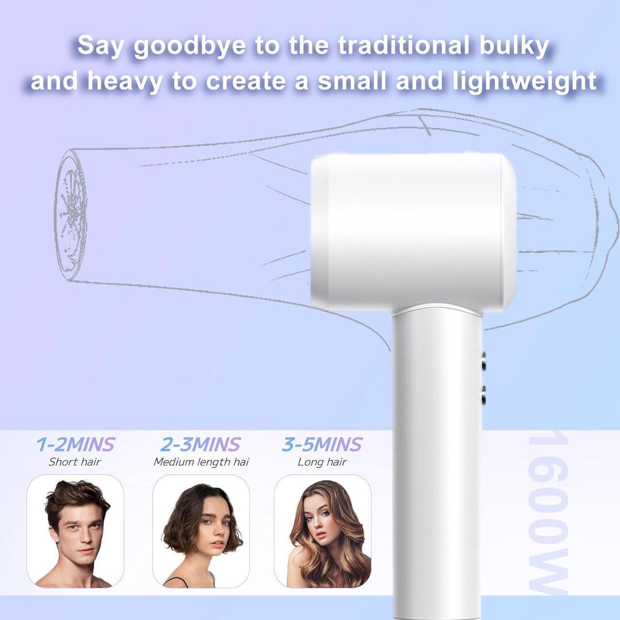 Alt view image 2 of 6 - High-Speed Ionic Hair Dryer - 110000 RPM Brushless Motor Negative Ionic Blow Dryers for Fast Drying Quiet Low Noise Thermo-Control Professional Hair-Dryer (White)