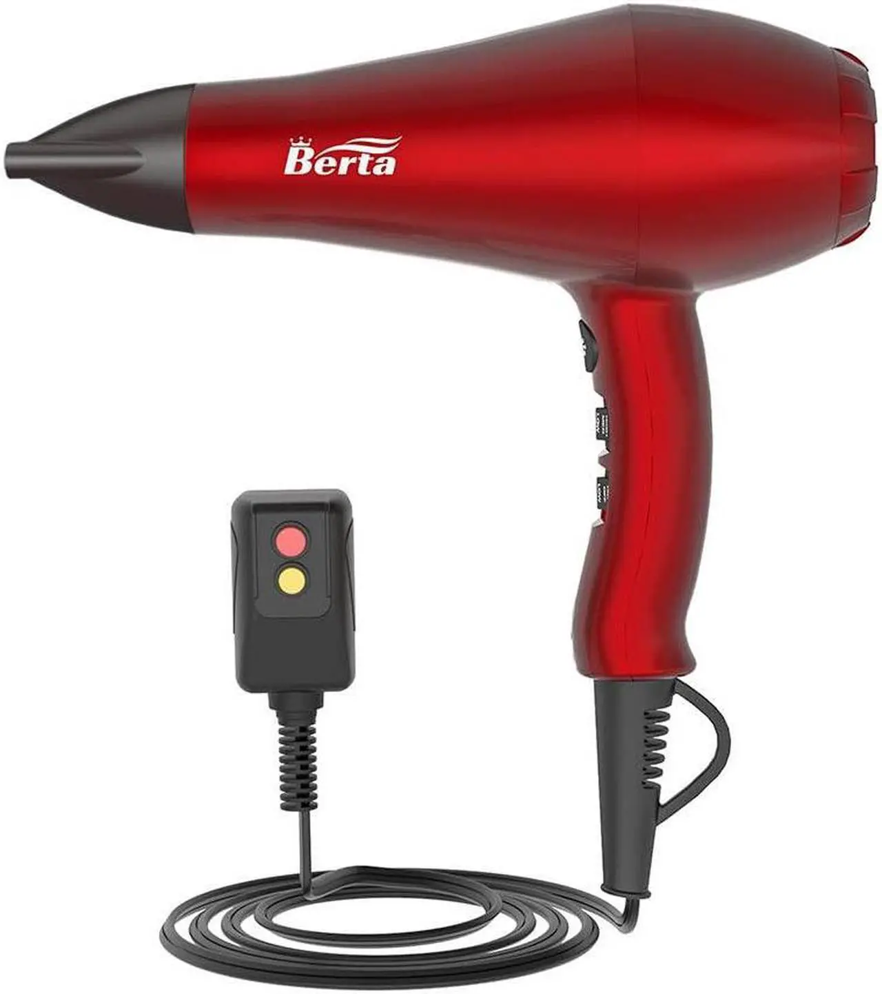 Alt view image 3 of 7 - Berta 1875W Hair Dryer Ionic Frizz Control Fast Drying Blow Dryer Professional Hairdryer 2 Speed and 3 Heat Settings, Concentrator & Diffuser, Cool Shot