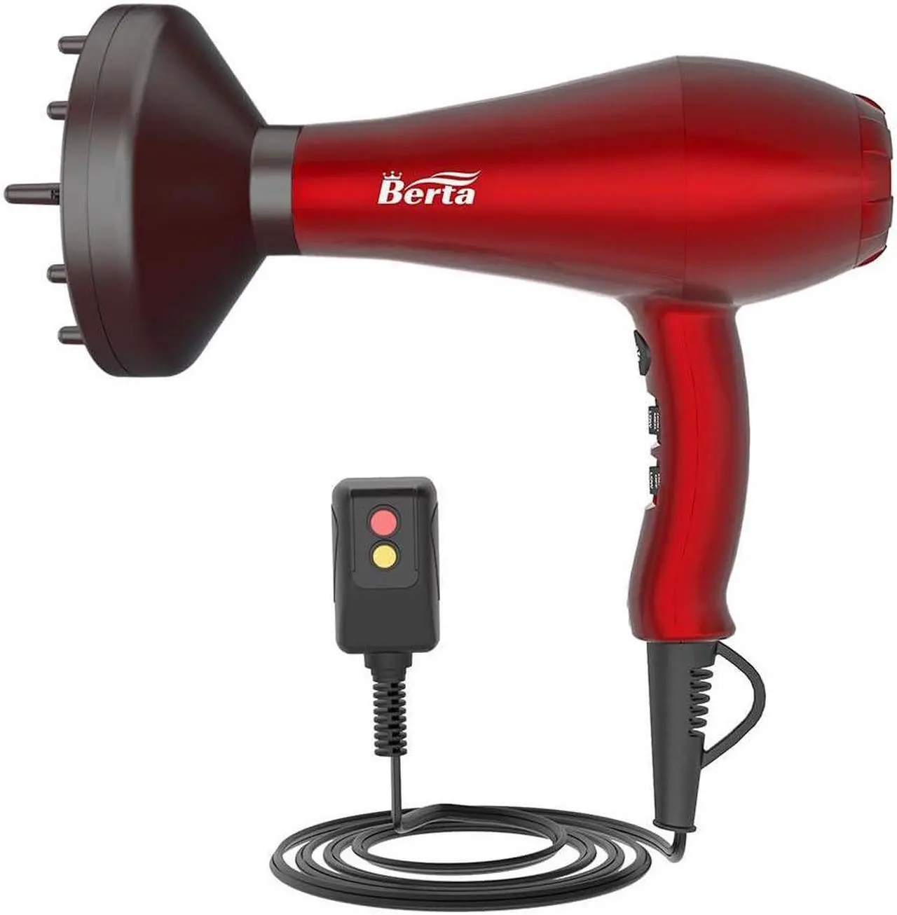Alt view image 4 of 7 - Berta 1875W Hair Dryer Ionic Frizz Control Fast Drying Blow Dryer Professional Hairdryer 2 Speed and 3 Heat Settings, Concentrator & Diffuser, Cool Shot
