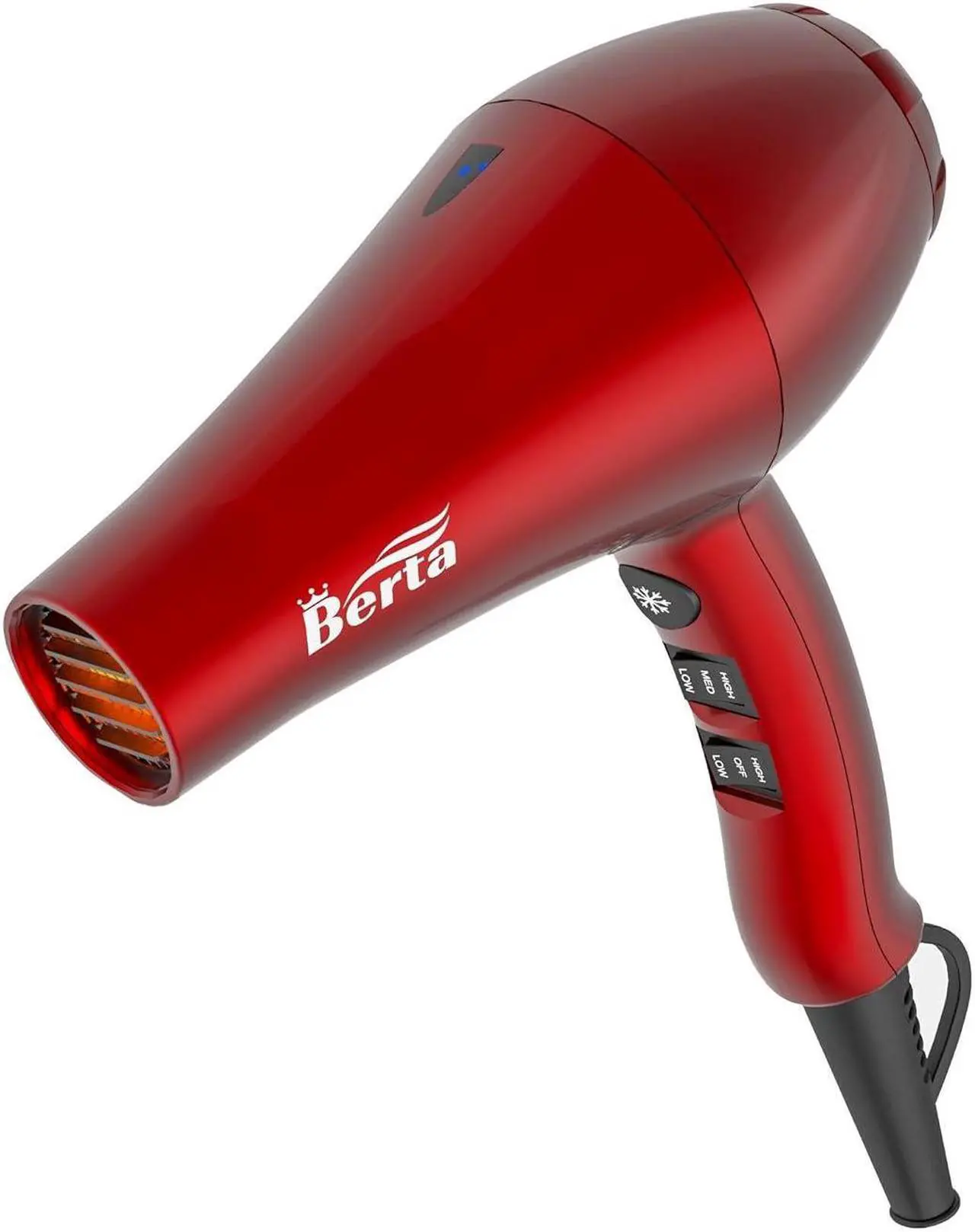 Alt view image 5 of 7 - Berta 1875W Hair Dryer Ionic Frizz Control Fast Drying Blow Dryer Professional Hairdryer 2 Speed and 3 Heat Settings, Concentrator & Diffuser, Cool Shot
