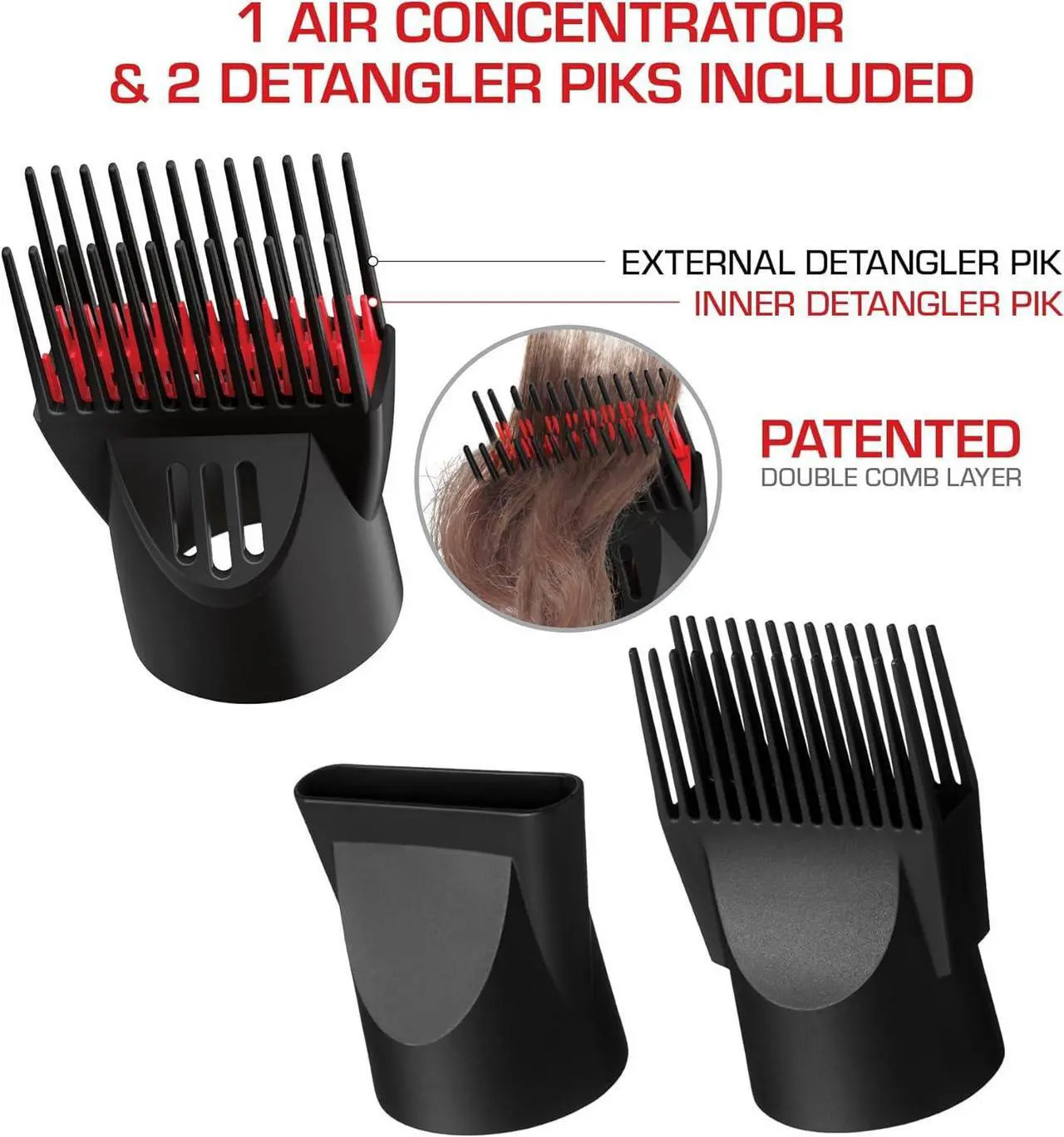 Alt view image 5 of 7 - RED by Kiss Handle-Less 2200W Ceramic Tourmaline Hair Dryer, 3 Heat Settings, Pro Blow Dryer with Comb Attachment, Ionic for Frizz-Free Shine, Detangler & Straightening for 4C