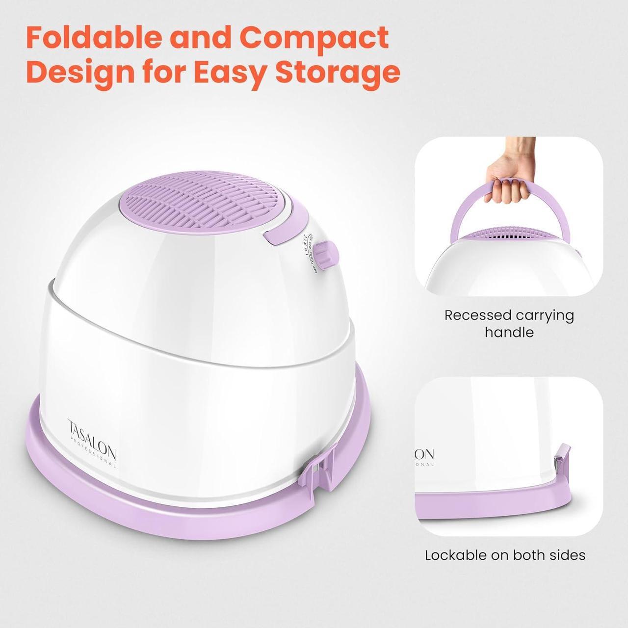 Alt view image 5 of 7 - TASALON 1875W Ionic Hooded Hair Dryer Bonnet with 3 Heating Settings, Professional Sit Under Hair Dryers for Women with Ceramic Technology, Portable Hair Dryer with Hood, Hooded Dryer for Home & Salon