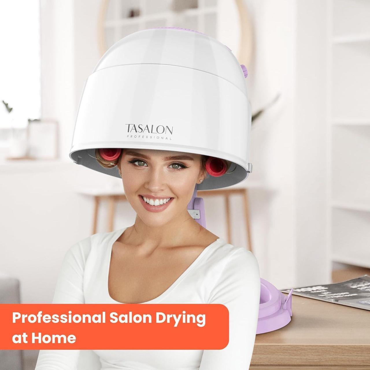 Alt view image 7 of 7 - TASALON 1875W Ionic Hooded Hair Dryer Bonnet with 3 Heating Settings, Professional Sit Under Hair Dryers for Women with Ceramic Technology, Portable Hair Dryer with Hood, Hooded Dryer for Home & Salon
