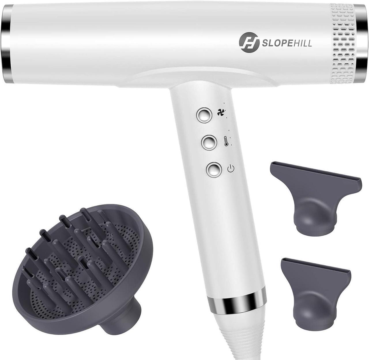 Main image of slopehill Professional Ionic Hair Dryer for Women with Diffuser, High Speed for Salon Use (WHITE)