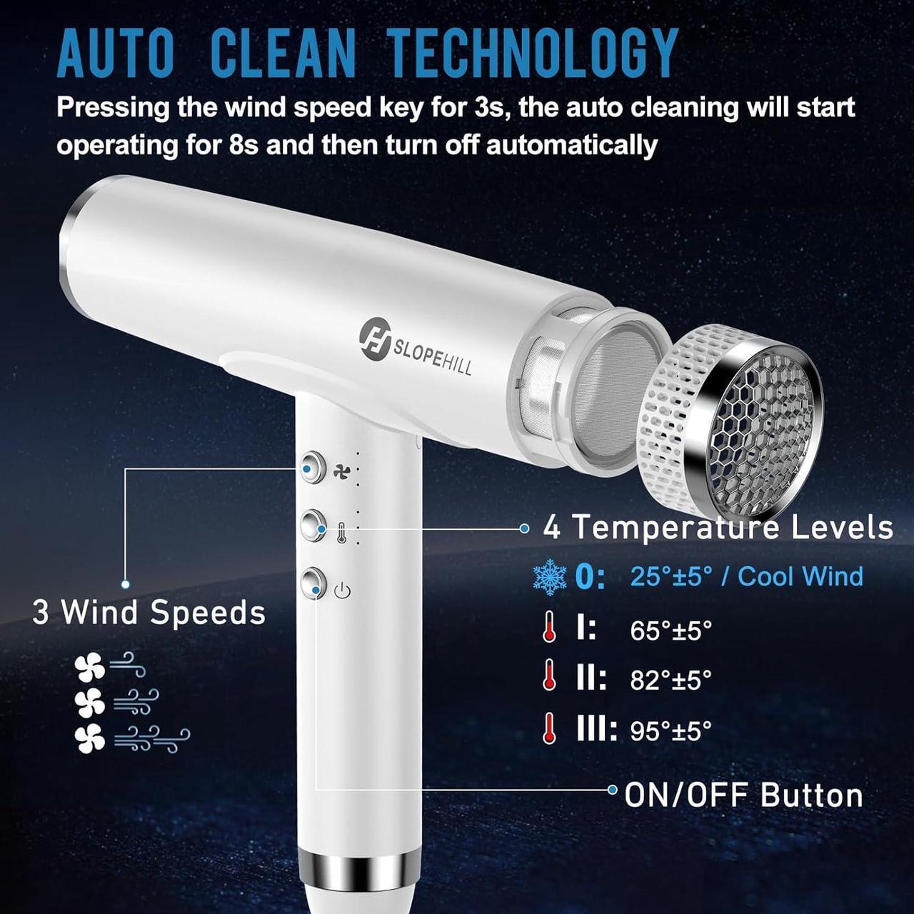 Alt view image 3 of 7 - slopehill Professional Ionic Hair Dryer for Women with Diffuser, High Speed for Salon Use (WHITE)