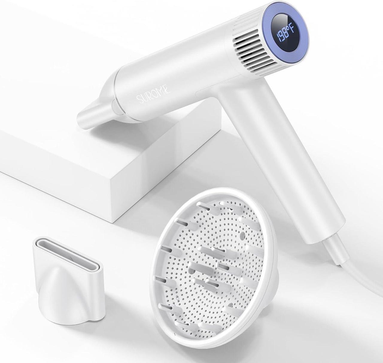 Main image of Blow Dryer,110000RPM High-Speed Brushless Motor, Fast-Drying Negative Ions Intelligent Constant Temperature Hair Care Dryers, Professional Hair Dryer with Attachments for Home&Salon (White)