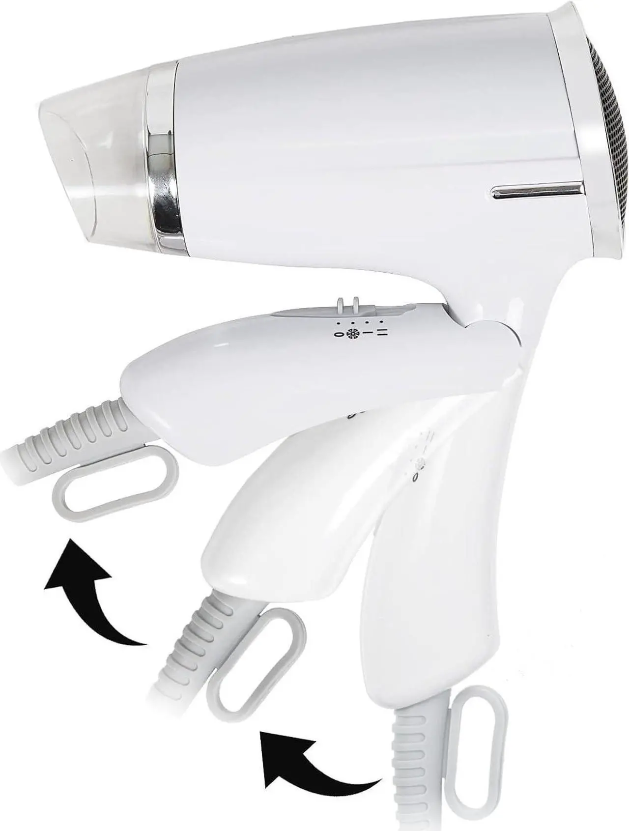 Alt view image 2 of 7 - Compact Hair Dryer with Folding Handle, Professional Foldable Blow Dryer Negative Ions Travel Blow Hair Dryer Low Noise Long Cord (White)
