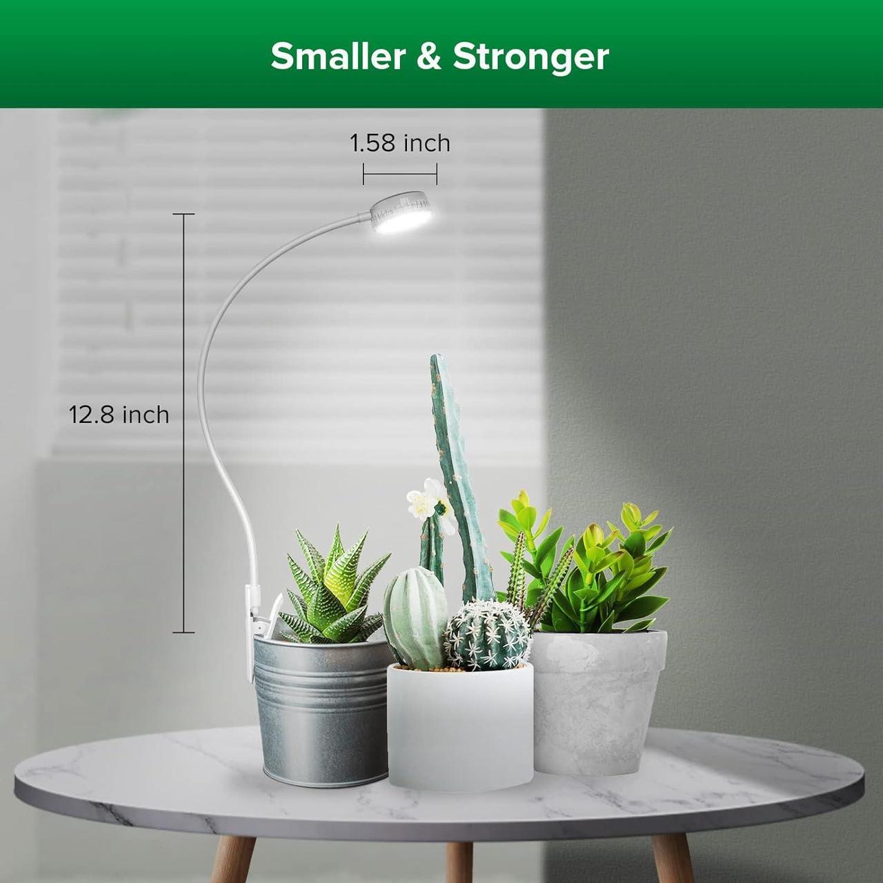 Alt view image 3 of 7 - SANSI Grow Lights for Indoor Plants, Pot Clip LED Plant Lights for Indoor Growing, Full Spectrum, with 4-Level Dimmable, Auto On Off 3 6 12 Hrs Timer for Small Plants, Gardening Gifts White 5V 2-Pack