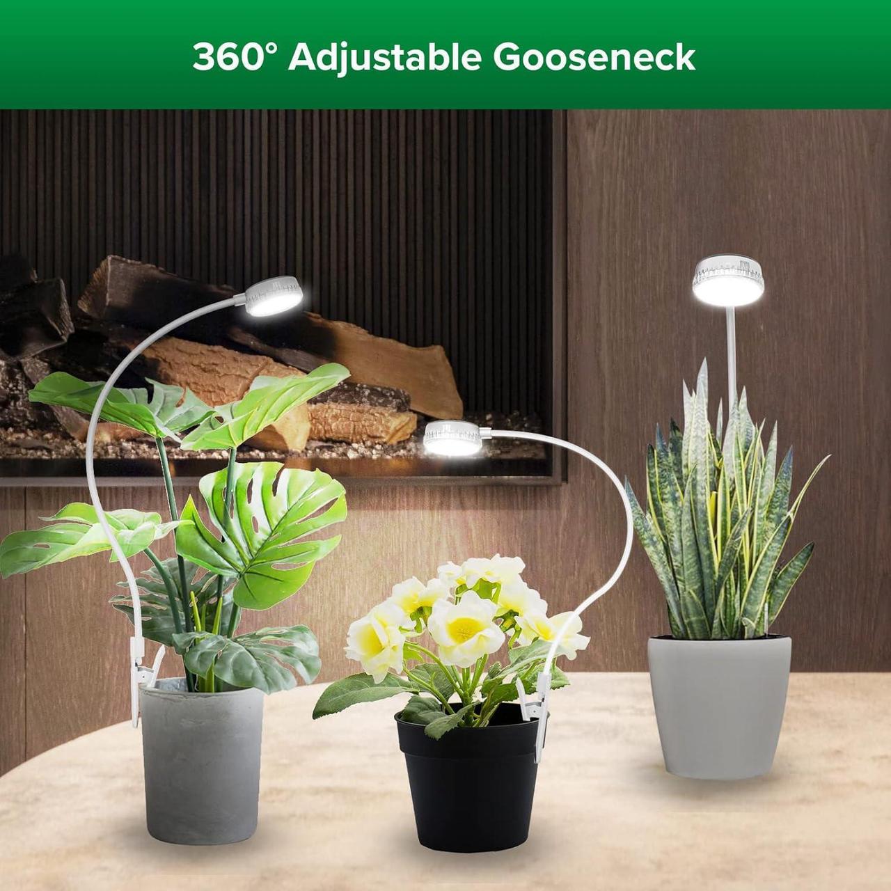Alt view image 7 of 7 - SANSI Grow Lights for Indoor Plants, Pot Clip LED Plant Lights for Indoor Growing, Full Spectrum, with 4-Level Dimmable, Auto On Off 3 6 12 Hrs Timer for Small Plants, Gardening Gifts White 5V 2-Pack